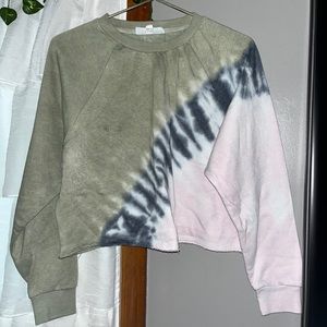 hippie rose tye dye crop fleece long sleeve